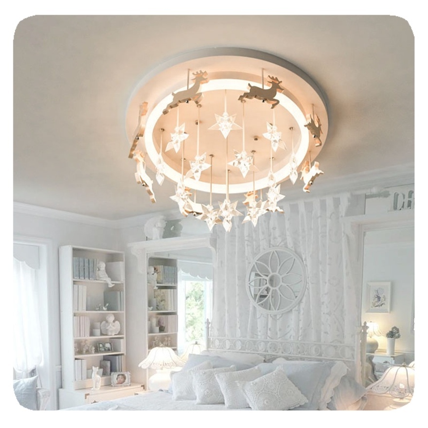 2024 New Reindeer White Star Modern Ceiling Room Bedroom Nursery Led Lights For Children Lamp