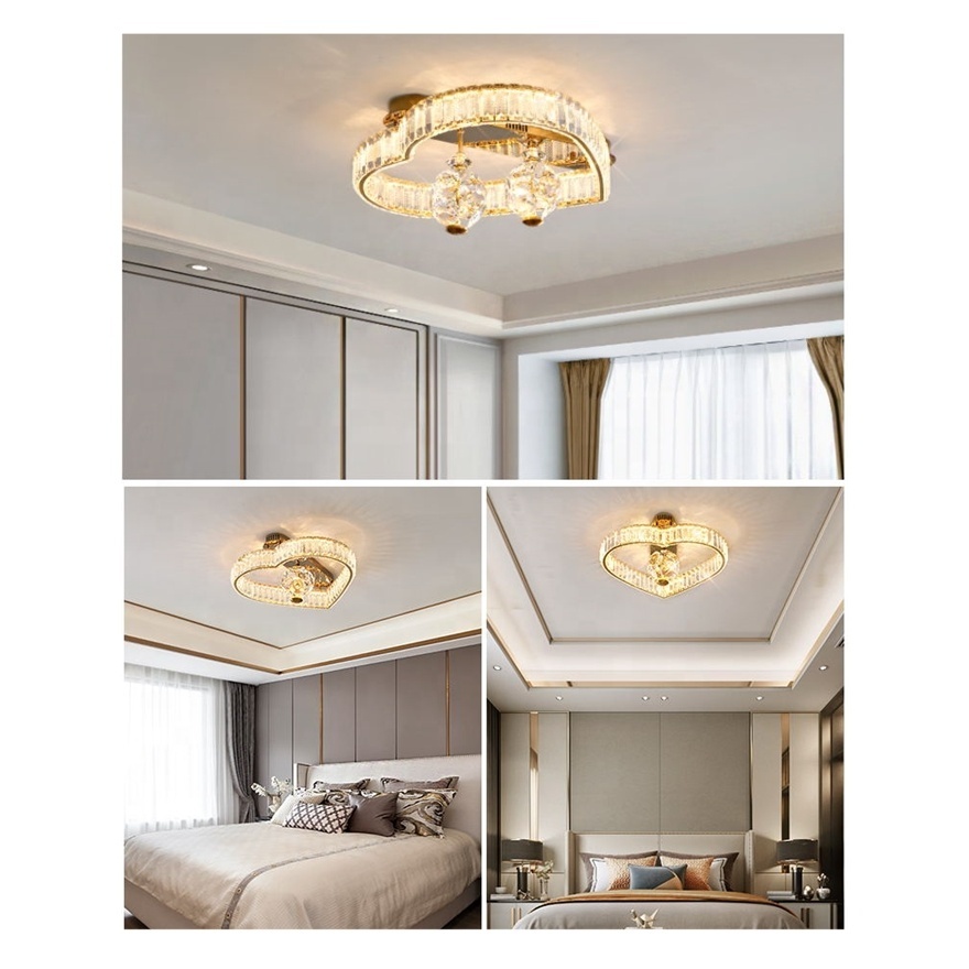 New Patented Design Smart Bedroom Living Room Decor Fixtures Gold Luxury Crystal Modern Led Ceiling Lights Lamp