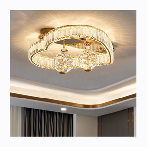 New Patented Design Smart Bedroom Living Room Decor Fixtures Gold Luxury Crystal Modern Led Ceiling Lights Lamp