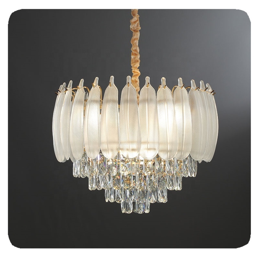 New single double layer round personality light luxury garland hotel hall duplex villa decorative ring crystal chandelier Lamp