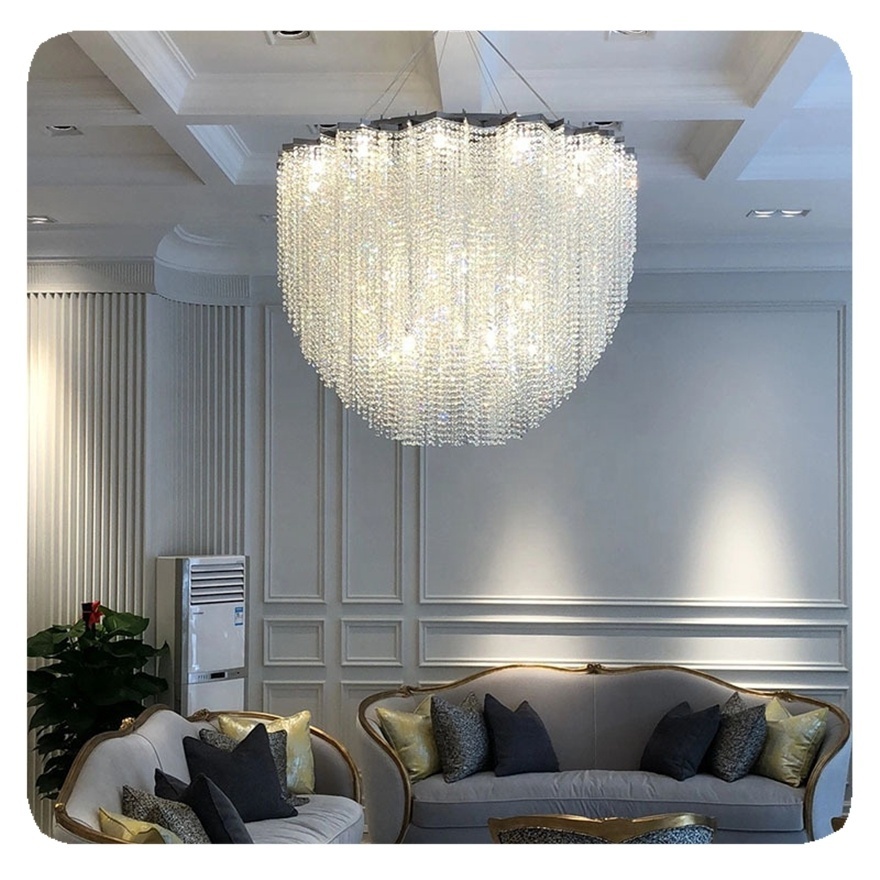 New High Quality Modern Decorative Chandeliers Pendant Stainless Steel led light Crystal Chandelier Lamp