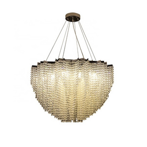 New High Quality Modern Decorative Chandeliers Pendant Stainless Steel led light Crystal Chandelier Lamp