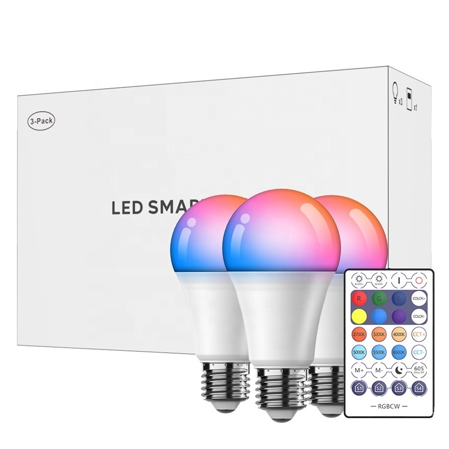 New U L Approved indoor rooms smart bulbs 3 pack with remote 9w rgb music led bulb light Lamp