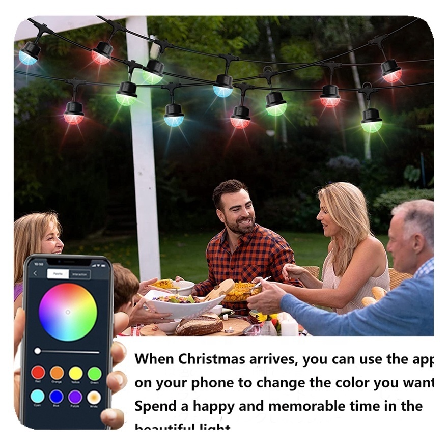 New Smart Garden Lighting Garland Music Sync Color Changing Bulb APP Group Control Timer RGB LED String Light Lamp