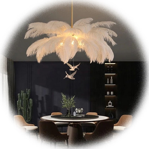 NEW Modern Colorful Feather Chandeliers LED Liangte For Living Room Bedroom Lamp With Feathers Indoor Decoration Ceiling Light