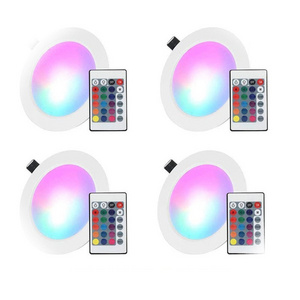 NEW Remote Control Dimmable 10W RGBWW Colorful LED Panel Down Round Ceiling Spot Light For Indoor Room Hotel Villa Shop Bar