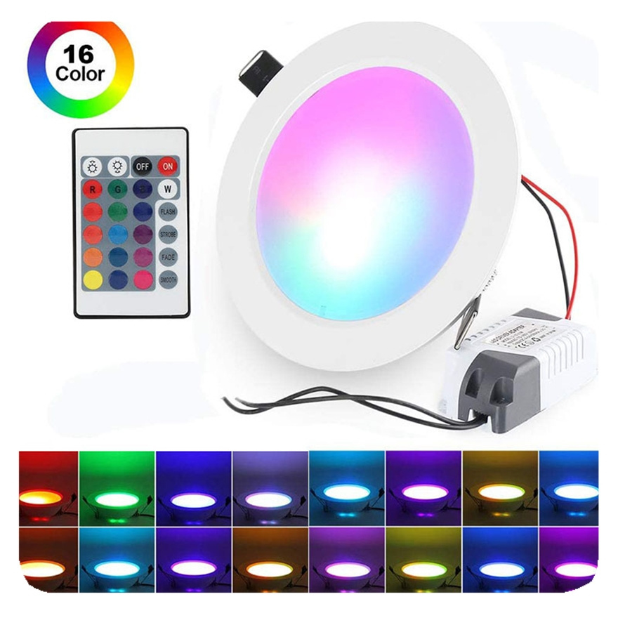 NEW Remote Control Dimmable 10W RGBWW Colorful LED Panel Down Round Ceiling Spot Light For Indoor Room Hotel Villa Shop Bar