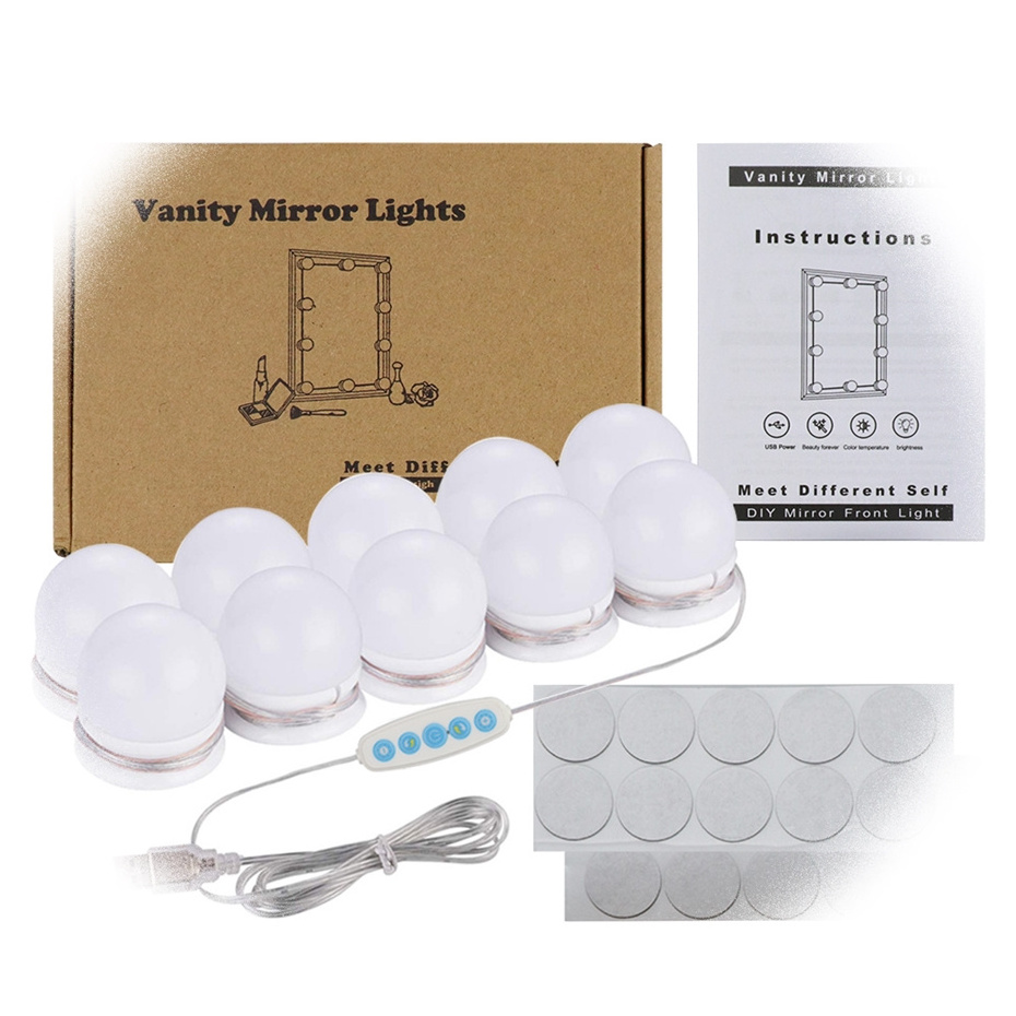 NEW LED Lamps, USB Powered Hollywood Bathroom Vanity Mirror Lights Kit With Dimmable Light Bulbs