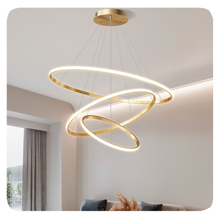 NEW Iron Circle Liangte Creative White Hanging Lamp Acrylic Ceiling Round Modern Led Ring Chandelier Light