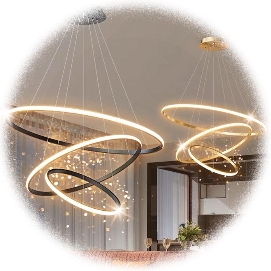 NEW Iron Circle Liangte Creative White Hanging Lamp Acrylic Ceiling Round Modern Led Ring Chandelier Light