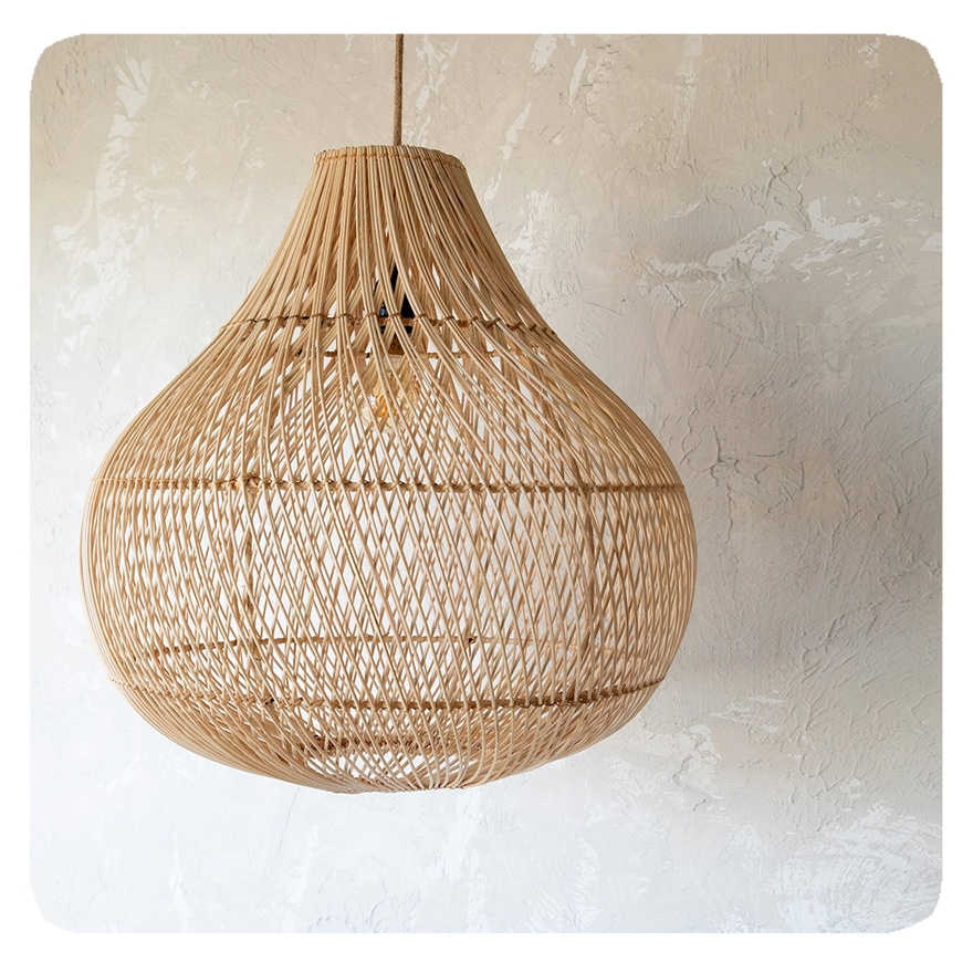 Custom Asian Wicker Lampshades Ceiling Pendant Chandelier Lights Hanging Lamp Rattan Bamboo Shades Covers Frame Wooden Antique