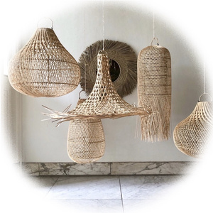 Custom Asian Wicker Lampshades Ceiling Pendant Chandelier Lights Hanging Lamp Rattan Bamboo Shades Covers Frame Wooden Antique