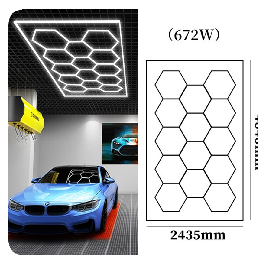 LIANGTE custom 2400*4800MM Hexagon Detailing Workshop Ceiling Car Shop And Garage honeycomb lights hexagonal led light