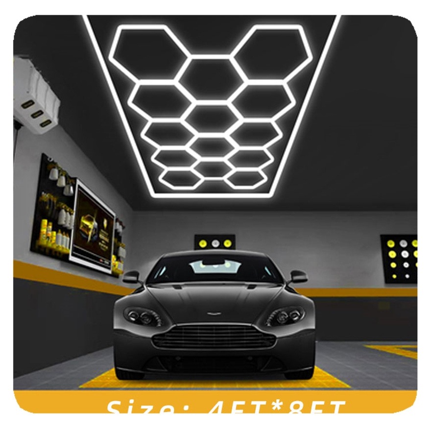 LIANGTE custom 2400*4800MM Hexagon Detailing Workshop Ceiling Car Shop And Garage honeycomb lights hexagonal led light