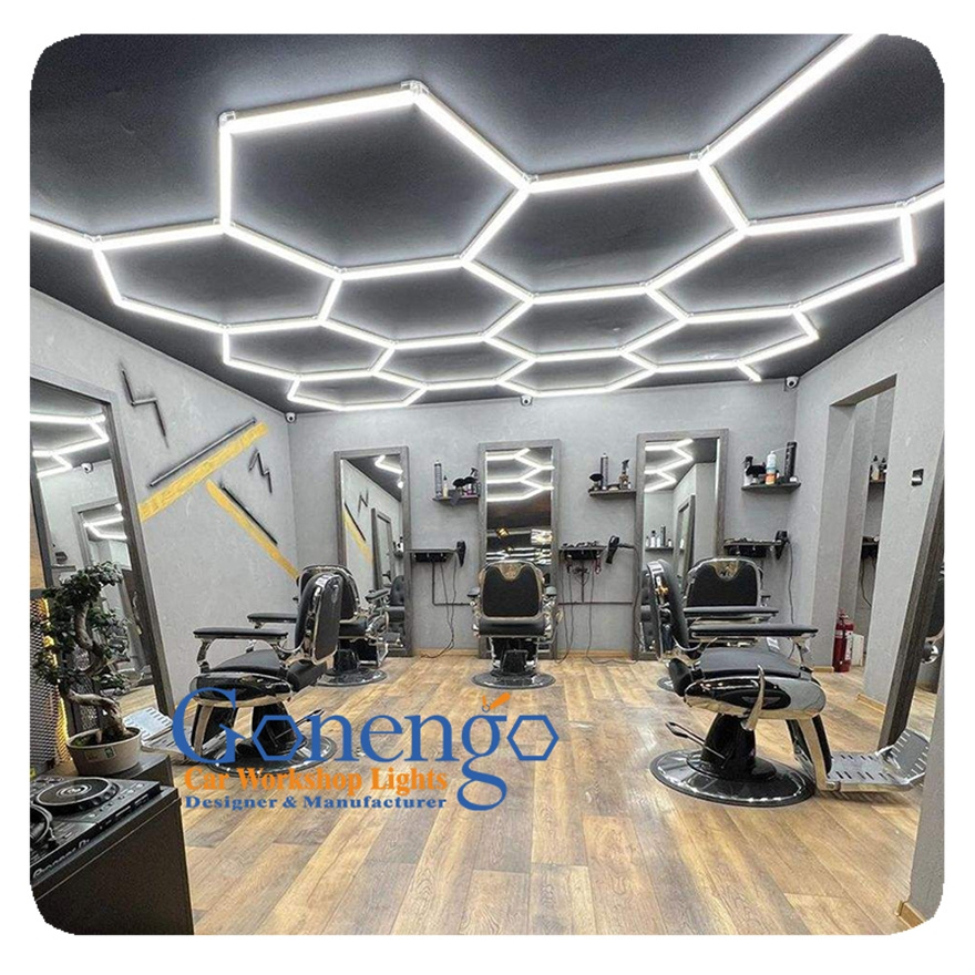 LIANGTE custom Multiple Scenarios Garage Gymnasium Barbershop Honeycomb Connectors Led Light For Hexagon Shape