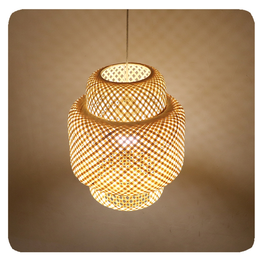 LIANGTE custom Rattan Bamboo Woven Pendant Wicker Light Fixtures Hanging Basket Chandelier Bedroom Dining Kitchen Living Room