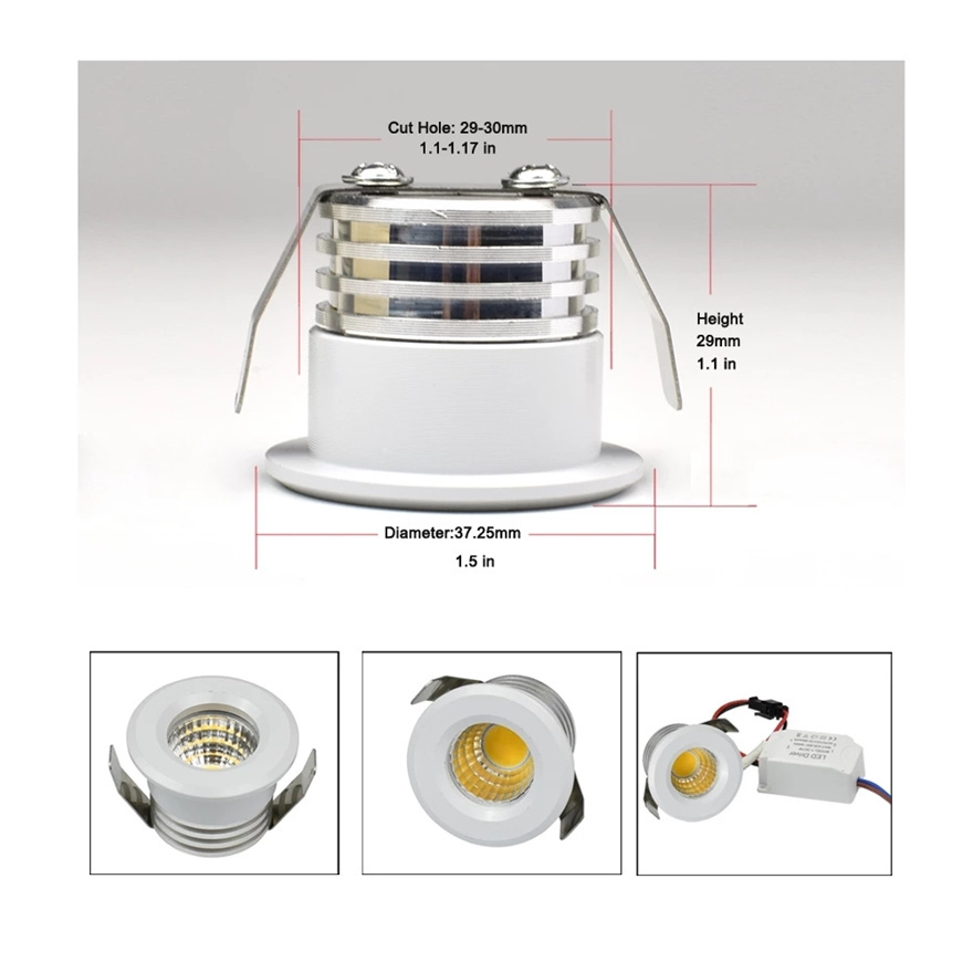 Custom COB 3W 110V Ceiling Spot Light with Dimmable junction box home showcase cabinet hotel Small Recessed Led downlight