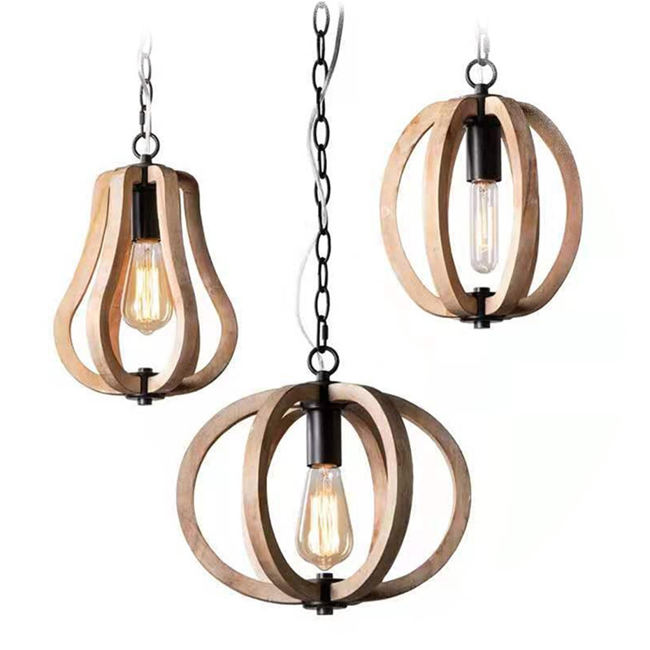 LIANGTE custom Farmhouse Italian Living Room Rustic Hotel Chandelier Lighting Wooden Pendant Light