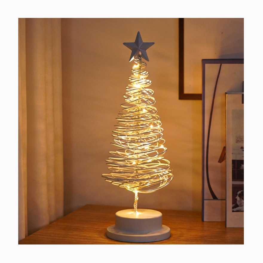 New 13'' Tabletop Star-led Topper Metal Night Light Battery Operated Christmas Tree With Led Lights For Room Party Decor lamp