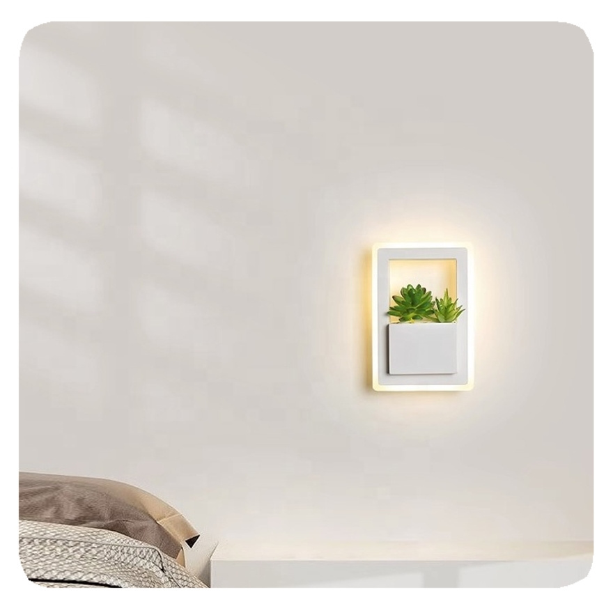 New Modern Minimalist Green Plant Lamps Home Decor For Bedroom Bedside Hotel Dinning Children's Room LED Sconce Wall Light lamp