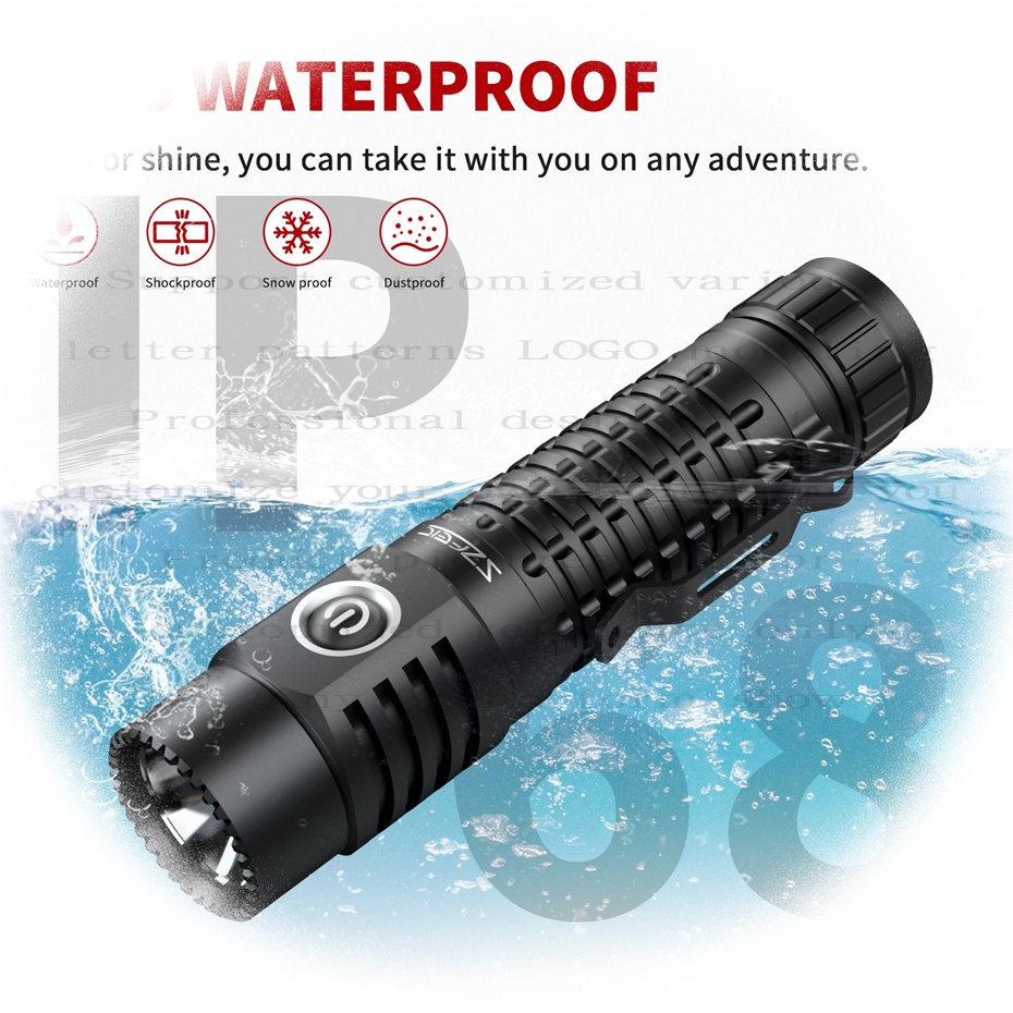 Custom LED Flashlight 2000 Lumens Waterproof USB 21700 4800mAh Rechargeable Tactical Powerful Portable Torch Power Bank