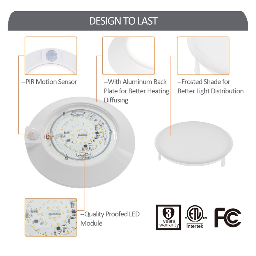 Custom Energy Star & Liangte Listed 4 6 Inch Dimmable Recessed Lighting 3000K Round LED Disk Light with Motion Sensor