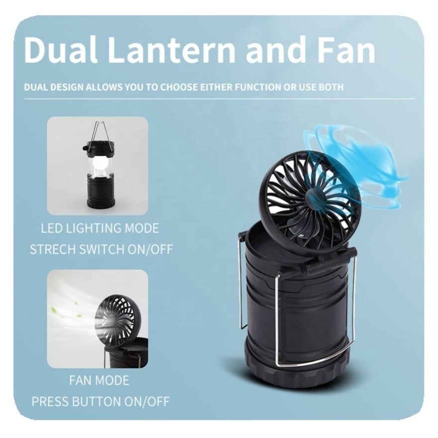 New Multifunctional Pop Up Telescopic Camping Light LED Camp Lantern With Foldable Fan Lamp