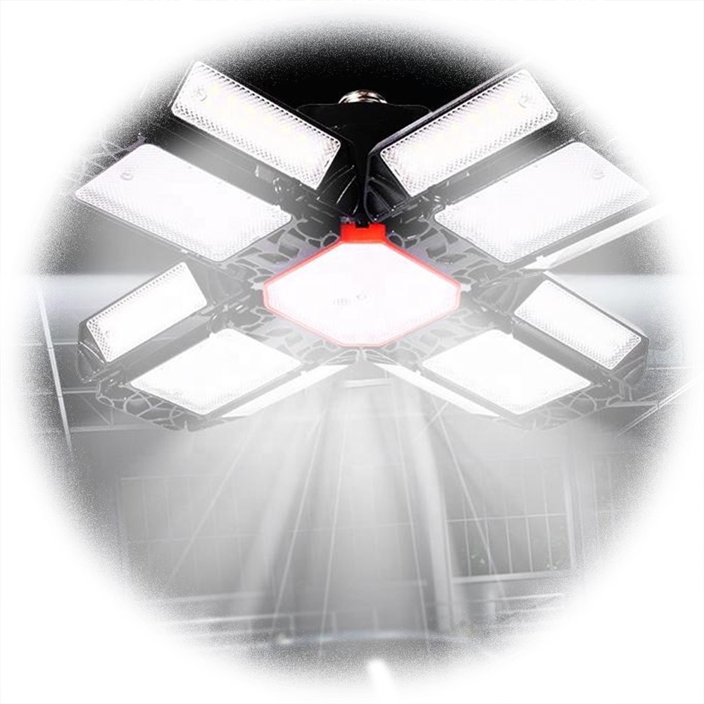 Custom Private Label Warehouse High Power Lighting Eight-leaf Folding Garage Lamp LED light