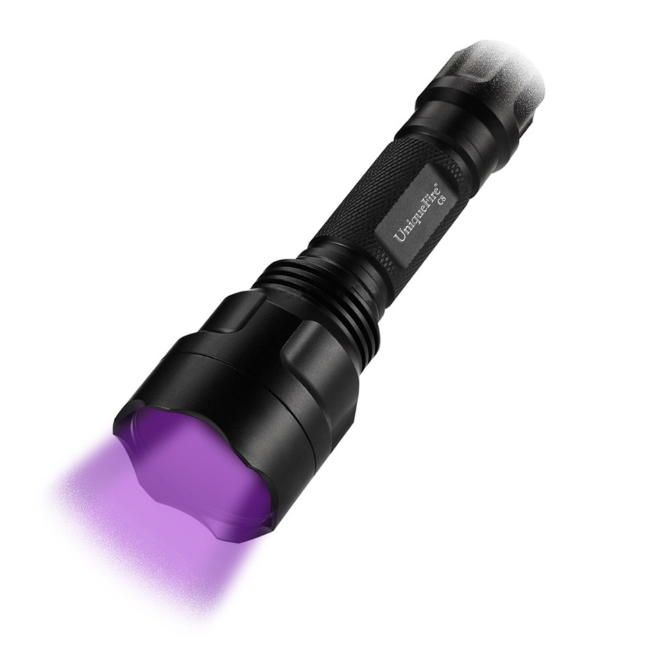 2024 Led C8 UV Flashlight Black 365nm Ultraviolet Blacklight Detector for Dog Urine pet Stains and Bed Bug lamp light