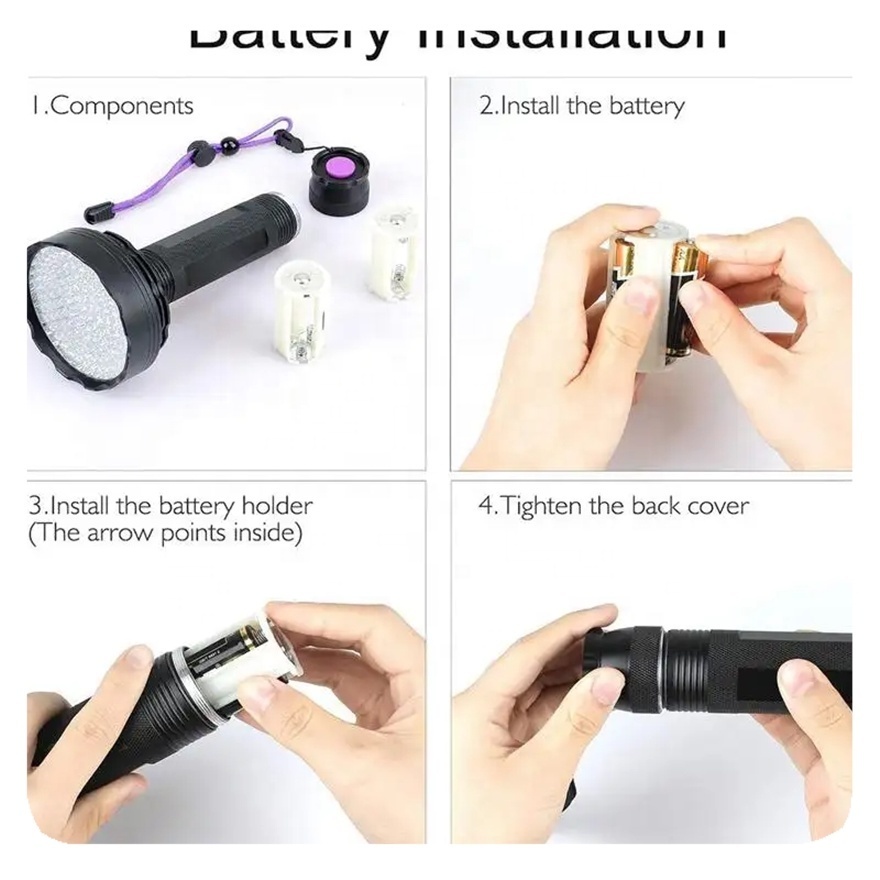 New Arrival Aluminum 390 395nm UV 128 LEDS Flashlight Brightest Handheld Blacklight Torch For Scorpion Finder Lamp