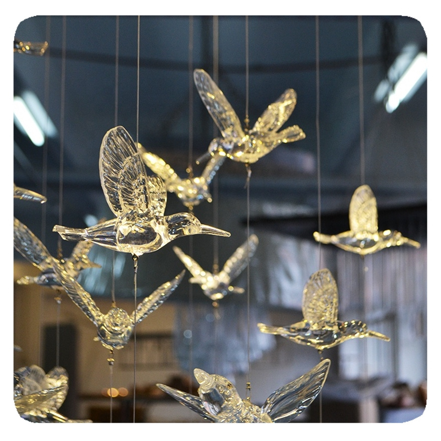 New Nordic Style Creative Bird Chandelier Modern Restaurant Pendant Custom Design Decoration Glass Lighting lamp