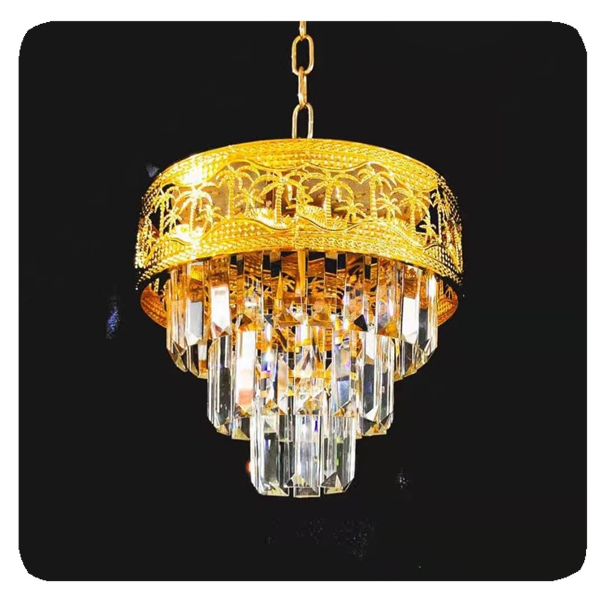 NEW Indoor small gold Liangte wholesale round LED hanging lamp home decor modern luxury k9 crystal chandelier