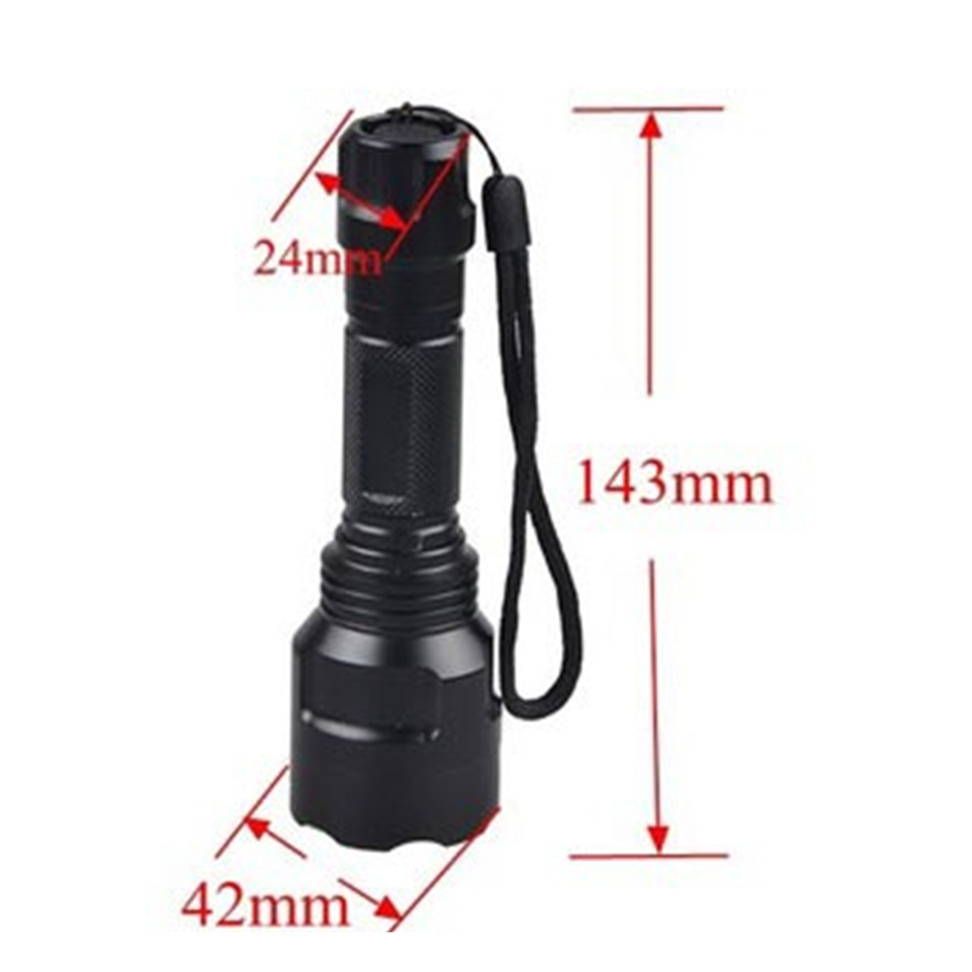 LIANGTE custom Long Distance High Lumen C8 Red Green White Rechargeable XML-T6 LED Flashlight For Outdoor Hunting