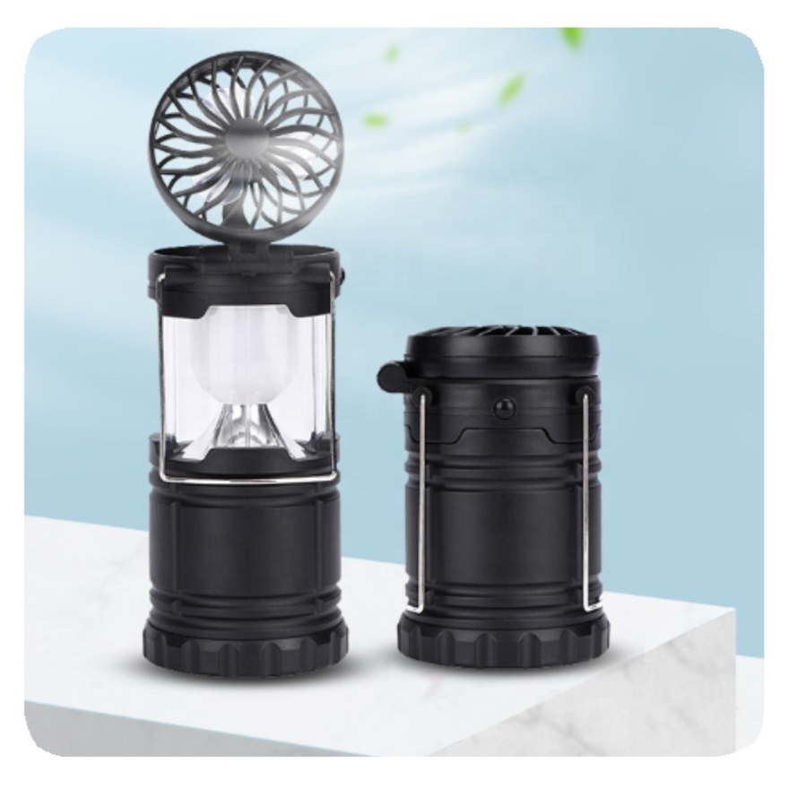 New Multifunctional Pop Up Telescopic Camping Light LED Camp Lantern With Foldable Fan Lamp