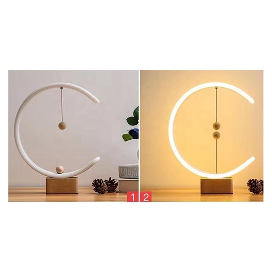 New Creative Bedroom Decor USB LED Mood Desk Light Wood Base Magnet Switch Beside Table Lamp