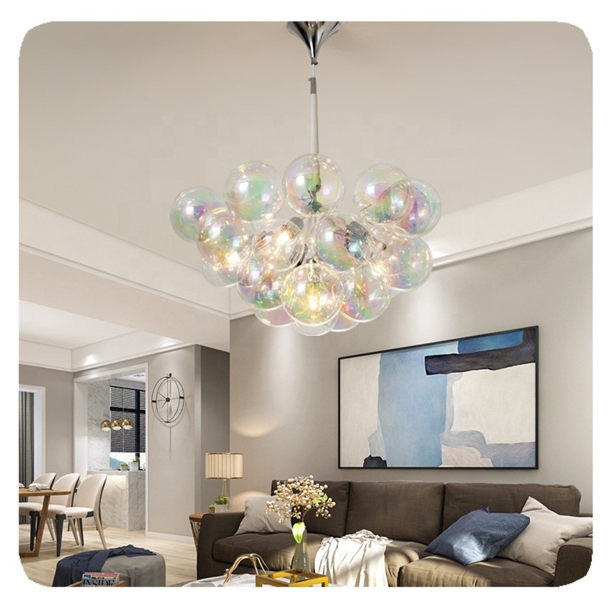 New Nordic warm bedroom bubble living dining chandelier children's room colorful glass lamps Lamp