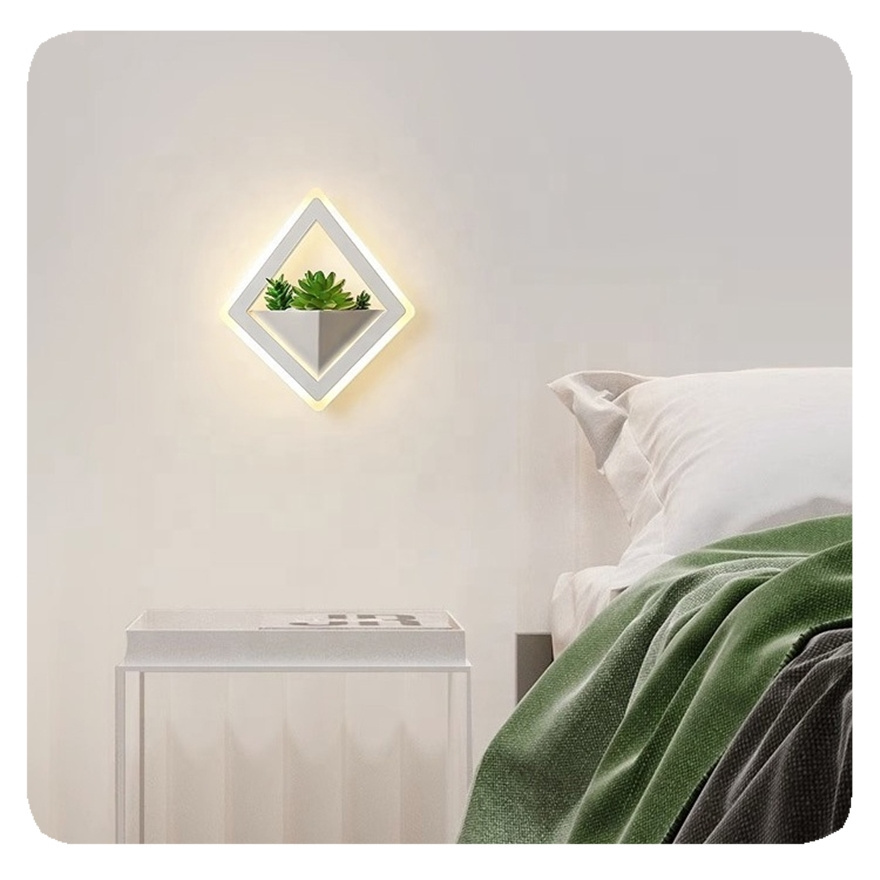 New Modern Minimalist Green Plant Lamps Home Decor For Bedroom Bedside Hotel Dinning Children's Room LED Sconce Wall Light lamp