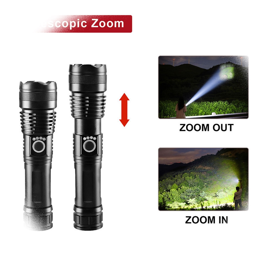 2024 Torch Tactical Telescoping Rechargeable led Linterna Taschenlampe Flashlight 100000 Lumens Waterproof lamp light