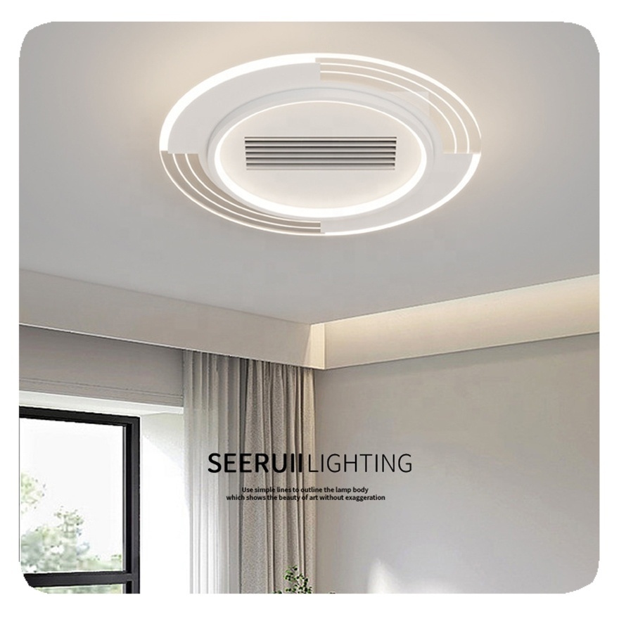 Simple Nordic Study Ceiling Silent Fan Bedroom Light Lamp LED Metal Iron New Full Spectrum Living Room Bladeless Modern 80 95 14