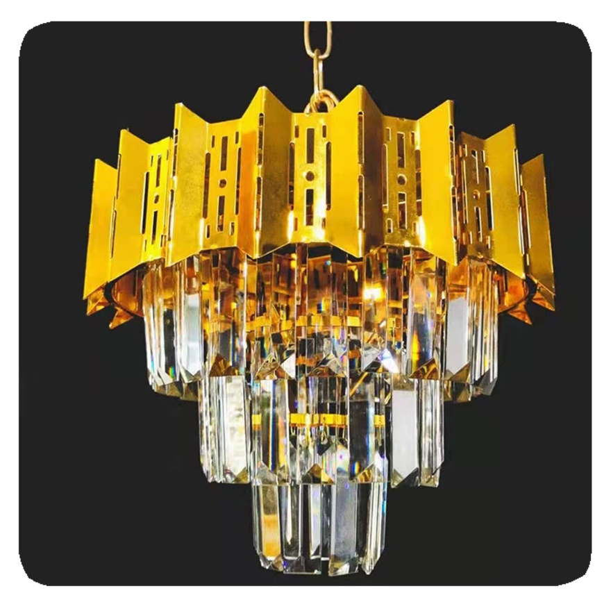 NEW Indoor small gold Liangte wholesale round LED hanging lamp home decor modern luxury k9 crystal chandelier