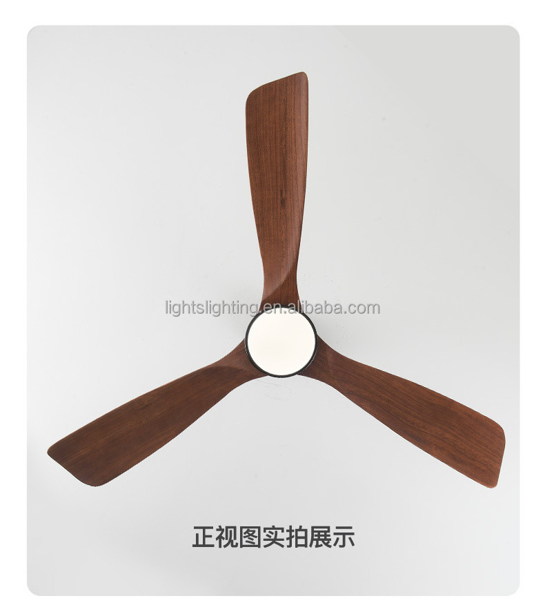 ABS 3 blade Led Ceiling Fan Lights AC Motor Remote Control Big Size Silent 52 Inches Large Ceiling Fan Light