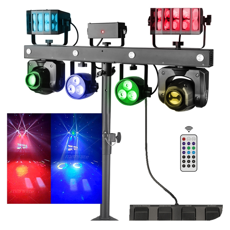 NEW Professional Portable Lights Disco Dj Equipment Gig Luces Para Discoteca DMX RGBW Led Par Bar Stage Lighting With Stand