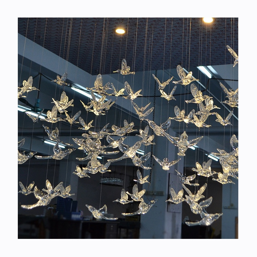 New Nordic Style Creative Bird Chandelier Modern Restaurant Pendant Custom Design Decoration Glass Lighting lamp