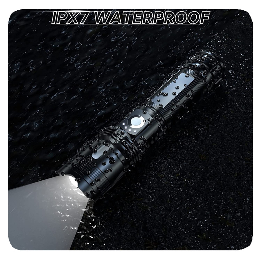 Custom Waterproof P90 long range Powerful 200000 lumens Tactical flashlights torch led rechargeable flashlight high lumen