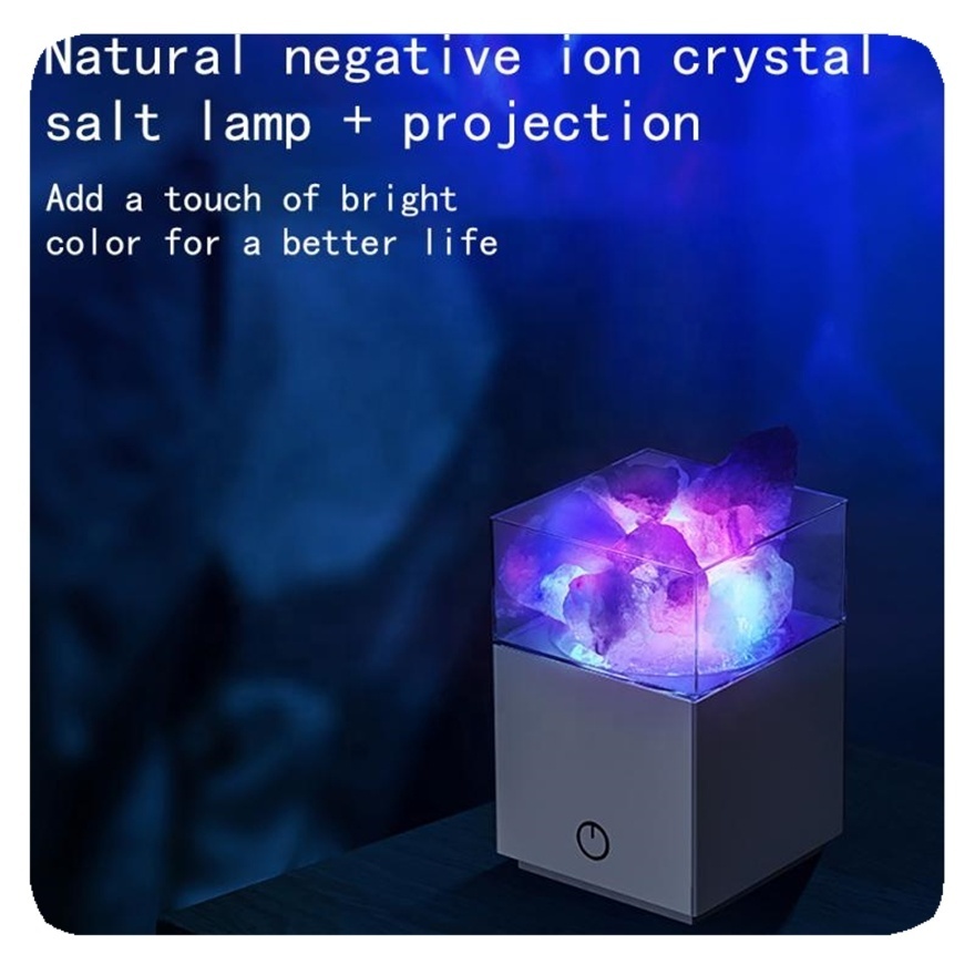 New 2 In 1 3d Aurora Ceiling Bedroom Decor 7 Modes Natural Himalayan Crystal Salt Rock led Projector Star Night Light Lamp