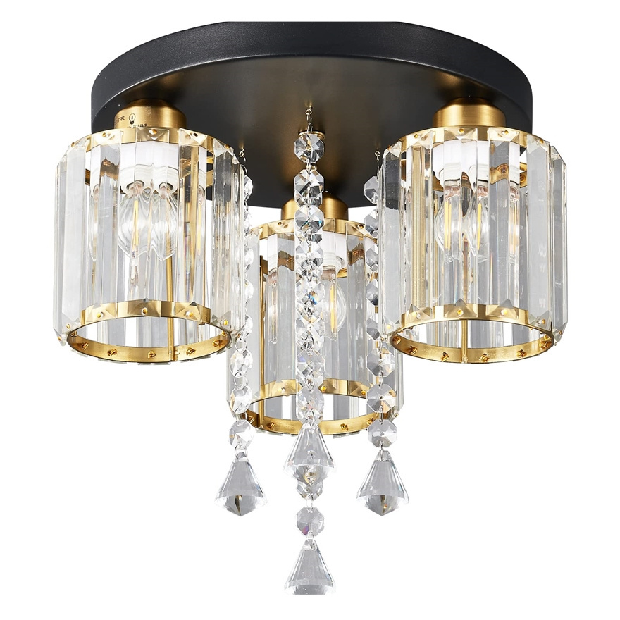 New Supports Placing Order Directly Gold Black Luxury Crystal Kitchen Chandelier Pendant Home Hotel Villa Room Ceiling Light