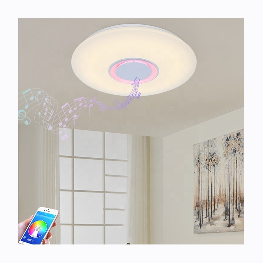 New Long Life Bedroom Smart Control Dimming Acrylic Modern 24w 36w Led Ceiling Round Music Light Lamp