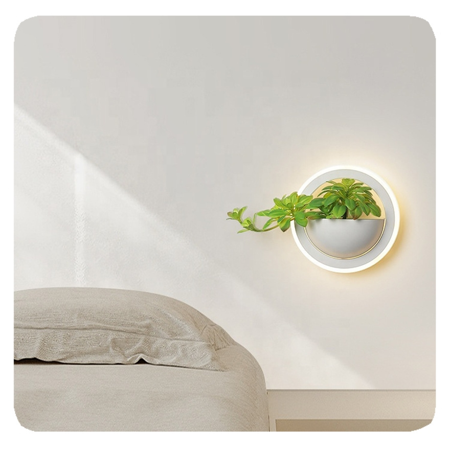 New Modern Minimalist Green Plant Lamps Home Decor For Bedroom Bedside Hotel Dinning Children's Room LED Sconce Wall Light lamp