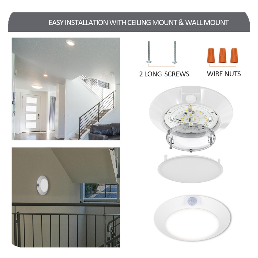 Custom Energy Star & Liangte Listed 4 6 Inch Dimmable Recessed Lighting 3000K Round LED Disk Light with Motion Sensor