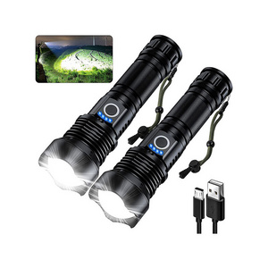 2024 Led Waterproof Long Range Brightest Lumens 10000 High Powered Flashlight 5 Modes Zoomable rechargeable outdoor lamp light